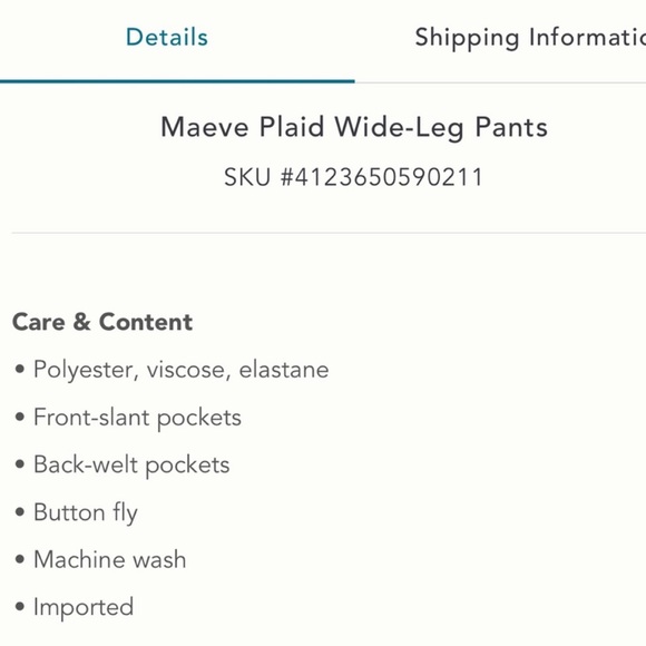 Anthropologie Maeve Plaid Wide Leg Pants Size 8 - Picture 2 of 8